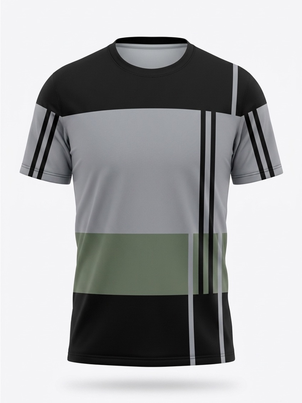 Men's Black, Gray & Green Graphic Athletic T-Shirt Size XL